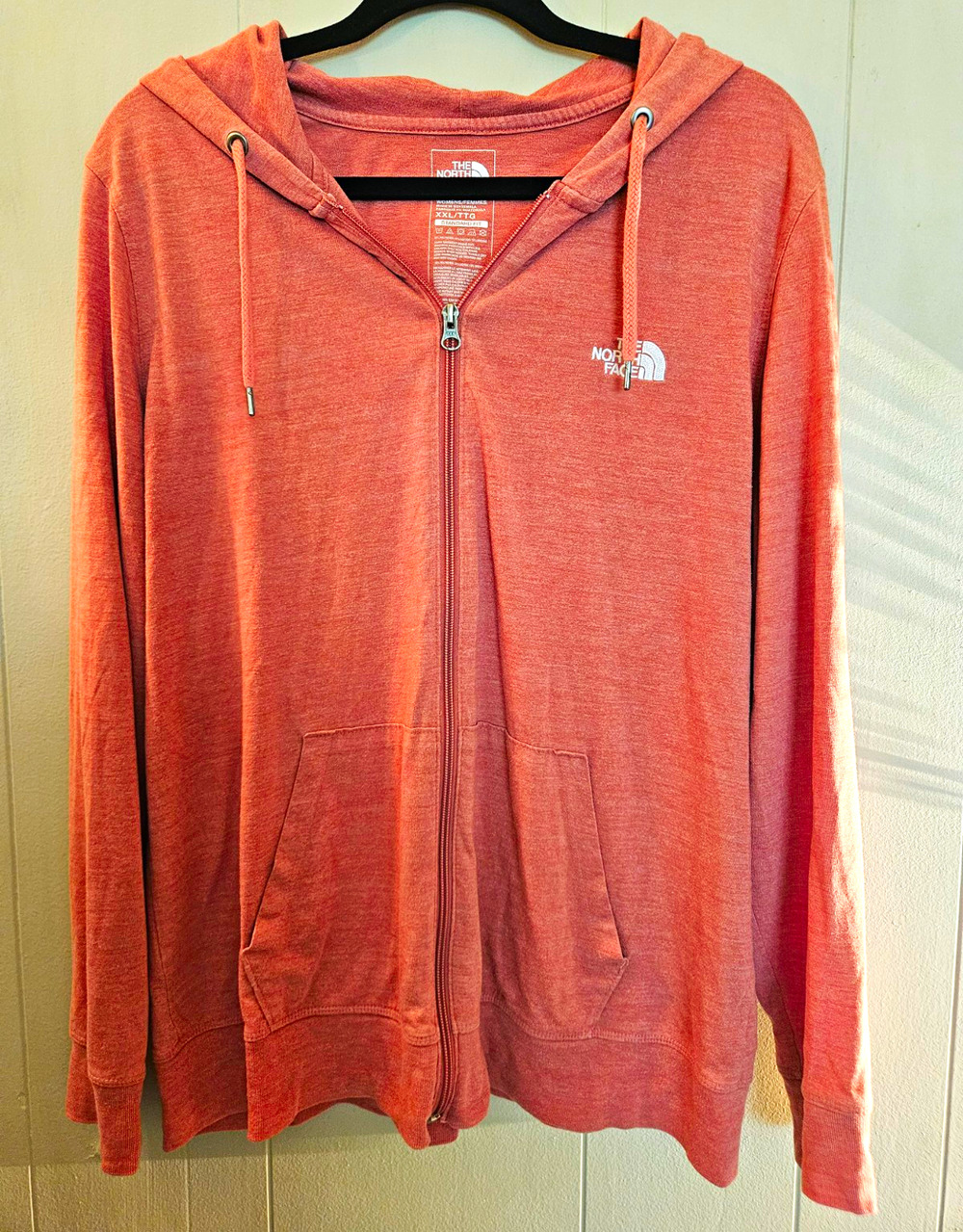 The North Face Women's Full Zip Hooded Hoodie Pockets Logo Pink XXL